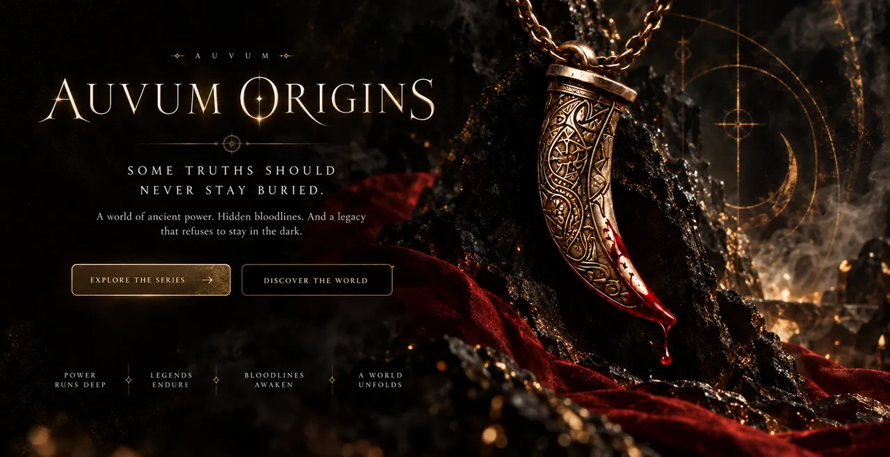 AUVUM Origins. Some truths should never stay buried. A world of ancient power, hidden bloodlines, and a legacy that refuses to stay in the dark.
